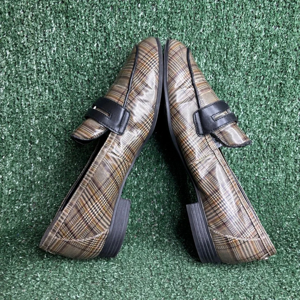 Circus Sam Edelman Hannon Plaid Penny Loafer Dark Academia Flat Brown Womens 10